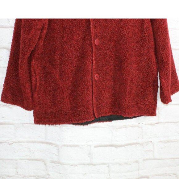 Maralyce Ferree Red Black Button Down Reversible Hooded Jacket Size M - Picture 3 of 8